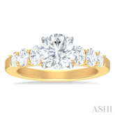 1 Ctw Round Shape Oval and Round Cut Diamond Semi Mount Engagement Ring in 14K Yellow and White Gold